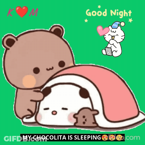 Teddy Bears Hugging Good Night Chocolita GIF
