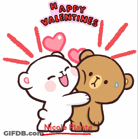 Teddy Bears Hugging Happy Valentines GIF