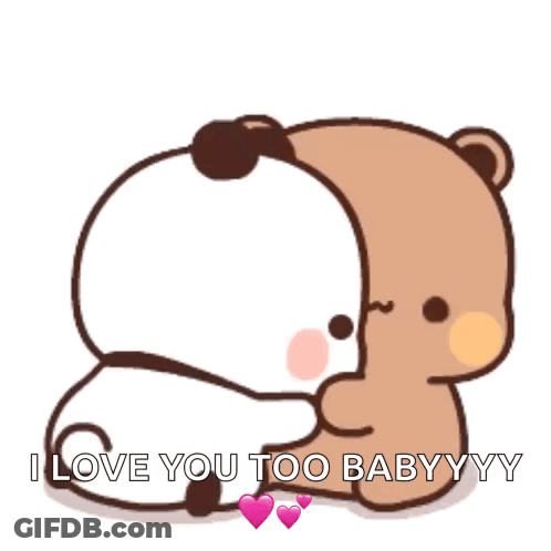 Teddy Bears Hugging I Love You Too Baby GIF