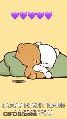 Teddy Bears Hugging Purple Hearts From Mouths GIF