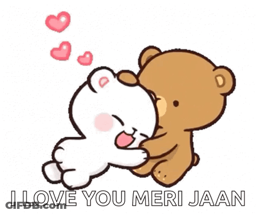 Teddy Bears Hugging Saying I Love You Meri Jaan GIF