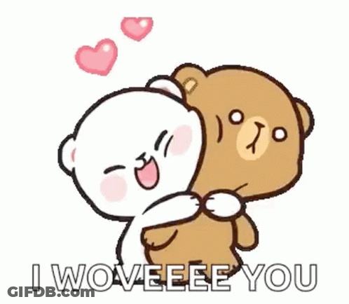 Teddy Bears Hugging Saying I Woveeee You GIF