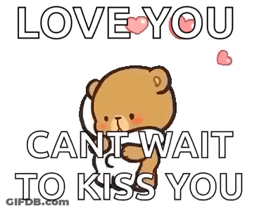 Teddy Bears Hugging Saying Love You Can't Wait To Kiss You GIF