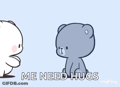 Teddy Bears Hugging Saying Me Need Hugs GIF