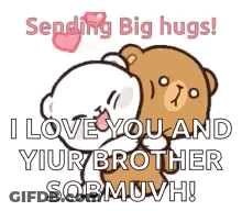 Teddy Bears Hugging Saying Sending Big Hugs GIF