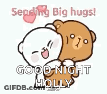 Teddy Bears Hugging Sending Big Hugs Good Night Holly GIF