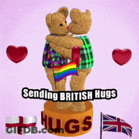 Teddy Bears Hugging Sending British Hugs GIF