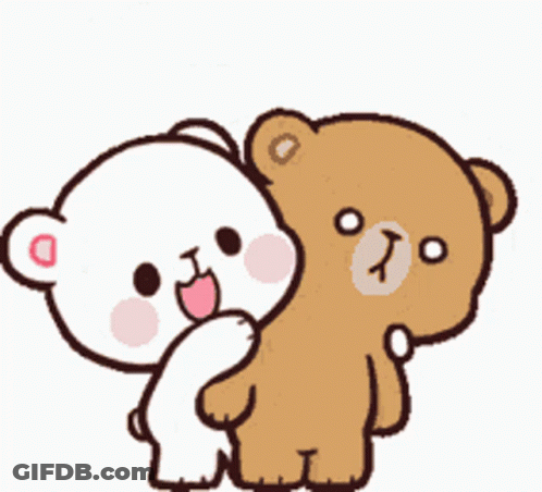 Teddy Bears Hugging With Hearts GIF