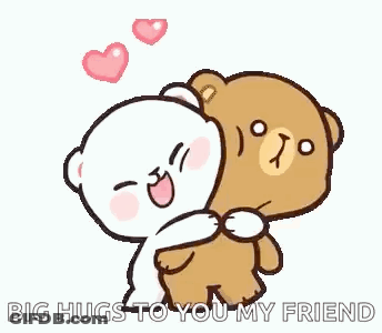 Teddy Bears Hugging With Hearts GIF