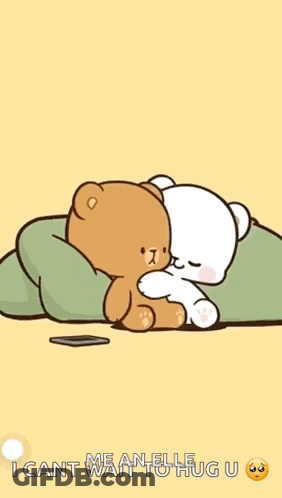Teddy Bears Hugging With Hearts GIF