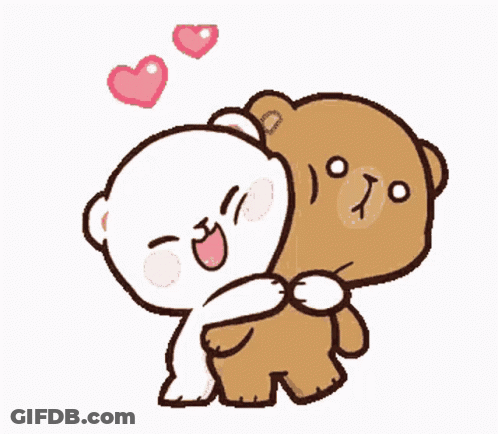 Teddy Bears Hugging With Hearts GIF