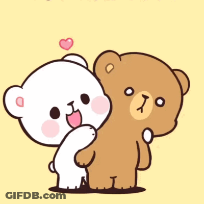 Teddy Bears Hugging With Hearts GIF