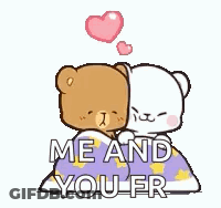 Teddy Bears Hugging With Hearts GIF