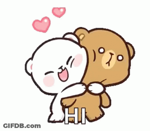 Teddy Bears Hugging With Hearts GIF