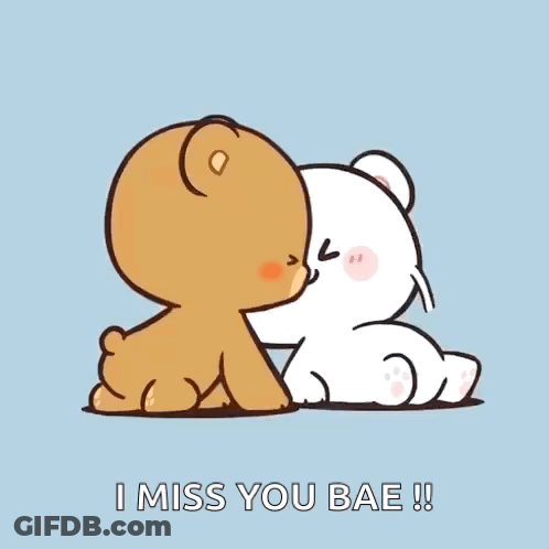 Teddy Bears Kissing I Miss You Bae GIF