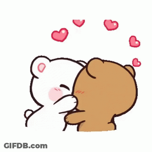 Teddy Bears Kissing With Hearts GIF