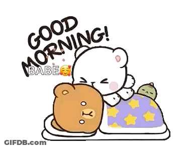 Teddy Bears Laying On Bed Saying Good Morning Babe GIF