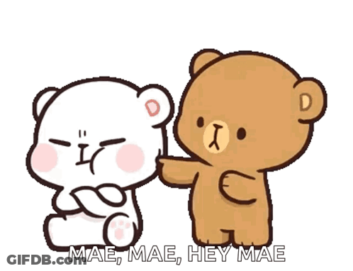 Teddy Bears Next To Each Other Saying Mae Mae Hey Mae GIF