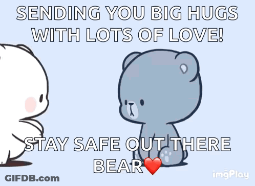 Teddy Bears Sending You Big Hugs With Lots Of Love Stay Safe Out There Bear GIF