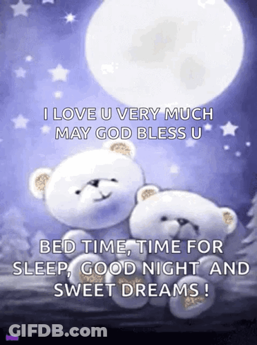 Teddy Bears Sitting Near Full Moon GIF