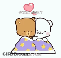 Teddy Bears Sitting On Bed With Blanket GIF