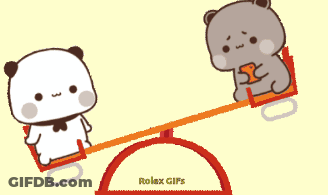Teddy Bears Sitting On Seesaw GIF