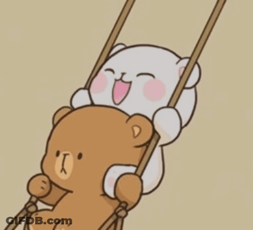 Teddy Bears Sitting On Swing GIF