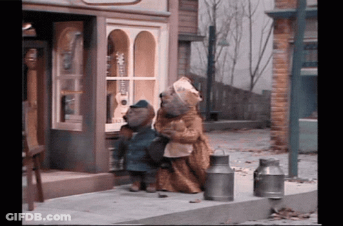 Teddy Bears Standing Outside Store GIF