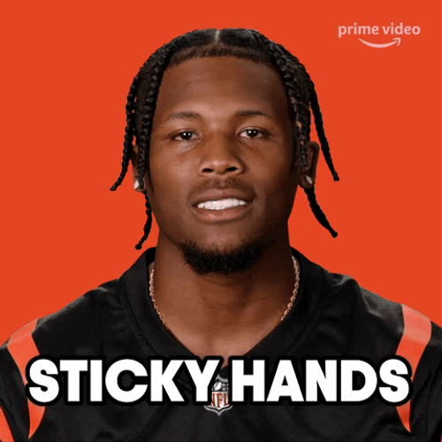 Tee Higgins Sticky Hands GIF