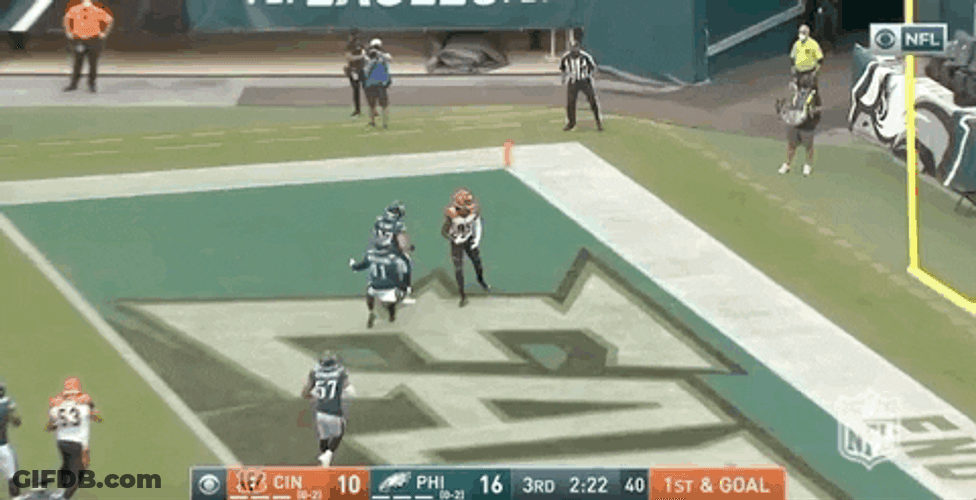 Tee Higgins Throws Down Ball GIF