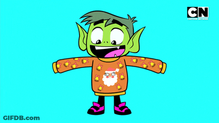 Teen Titans Go Beast Boy Wearing Sweatshirt Excitedly GIF