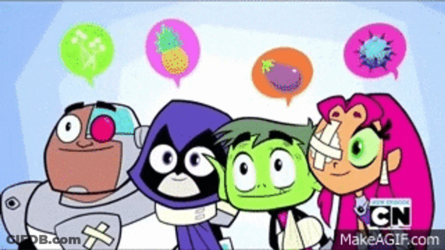 Teen Titans Go Characters Playing Guessing Game GIF