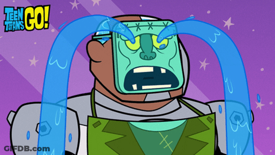 Teen Titans Go Cyborg Wearing Crying Mask GIF