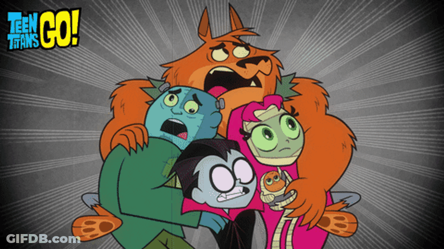 Teen Titans Go Scared Monster Squad GIF