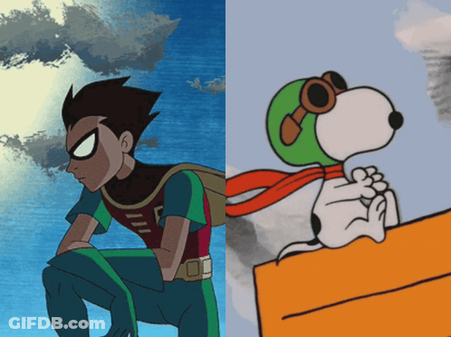 Teen Titans Robin And Peanuts Snoopy GIF