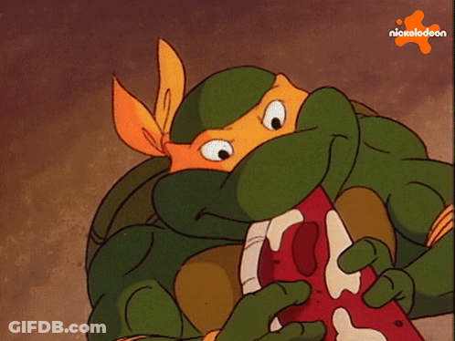 Teenage Mutant Ninja Turtle Eating Meat Nickelodeon Logo GIF