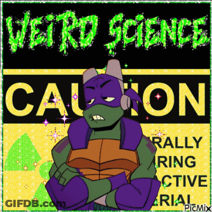 Teenage Mutant Ninja Turtle In Front Of Caution Sign GIF