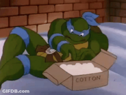 Teenage Mutant Ninja Turtle Looking At Cotton Box GIF