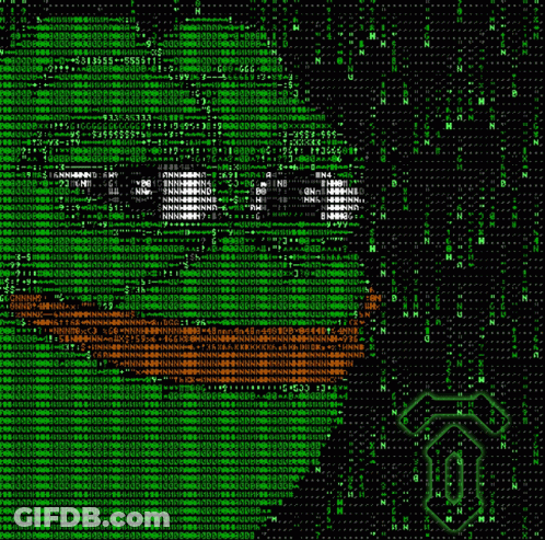 Teenage Mutant Ninja Turtle Made Of Green Numbers GIF