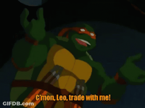 Teenage Mutant Ninja Turtle Saying Cmon Leo Trade With Me GIF