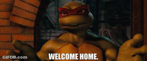 Teenage Mutant Ninja Turtle Saying Welcome Home GIF