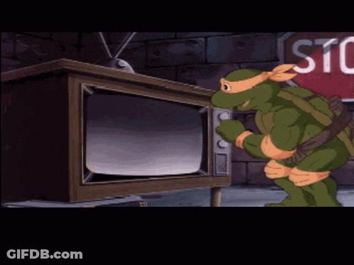 Teenage Mutant Ninja Turtle Watching TV GIF