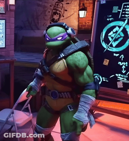 Teenage Mutant Ninja Turtle Wearing Headphones At Blackboard GIF