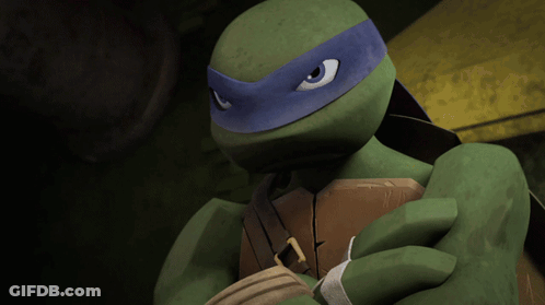 Teenage Mutant Ninja Turtle With Blue Mask And Sword GIF