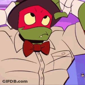Teenage Mutant Ninja Turtle With Hat And Bow Tie GIF