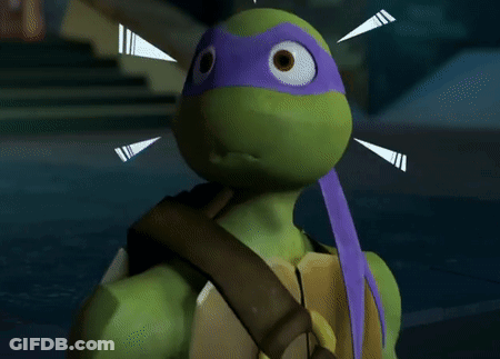 Teenage Mutant Ninja Turtle With Purple Mask Covering Mouth GIF
