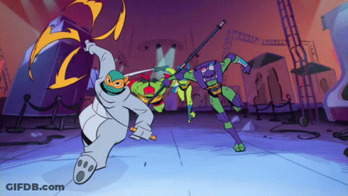 Teenage Mutant Ninja Turtles Fighting In Room GIF