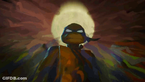 Teenage Mutant Ninja Turtles On Roof With Full Moon GIF