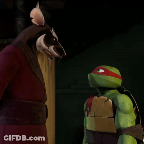Teenage Mutant Ninja Turtles Splinter And Raphael Talking To Each Other GIF