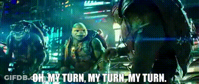 Teenage Mutant Ninja Turtles Standing In Dark Room Talking GIF